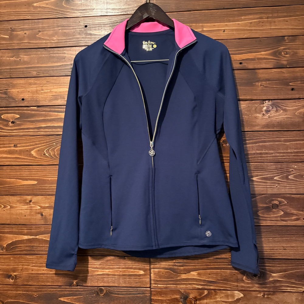 Lilly Pulitzer Luxletic Navy Pink Full Zip Active Jacket Style 006106 Women S
